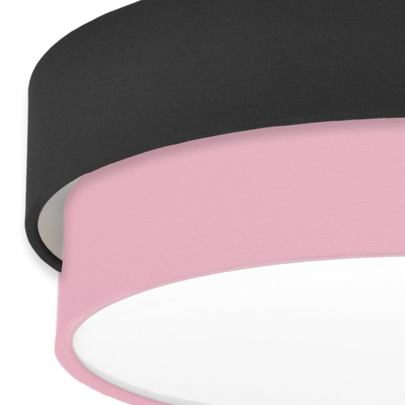 Elanaz Fabric Flush Mount, Pink, Black