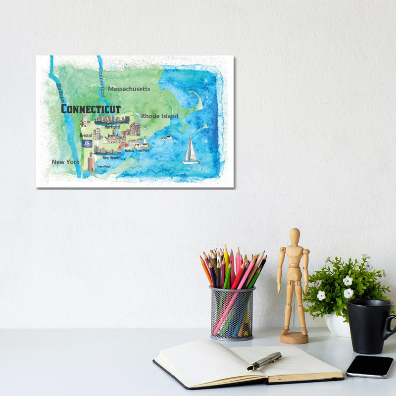 USA, Connecticut Travel Poster by Markus & Martina Bleichner - Wrapped Canvas Gallery-Wrapped Canvas Giclée