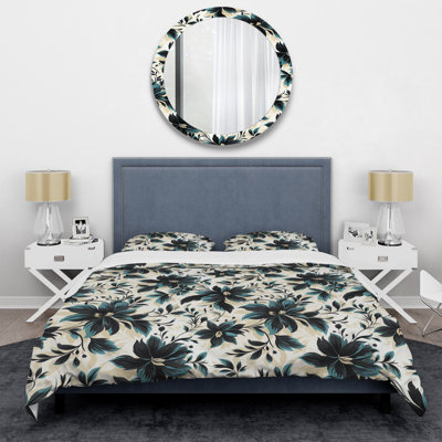Ensemble de housse de couette damassé bleu et blanc Euphony