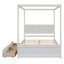 Wood Canopy Bed With Two Drawers, Full Size Canopy Platform Bed With Support Slats .No Box Spring Needed