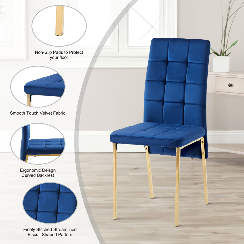 Chaise d'appoint Laoise, Bleu, Or