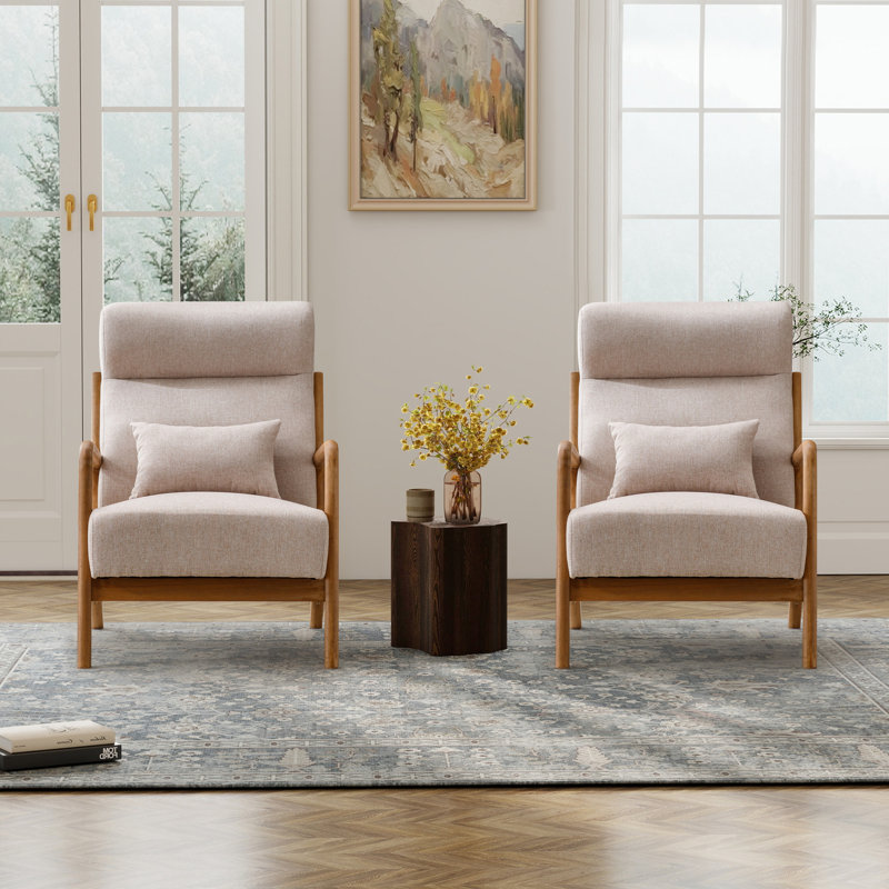 Fauteuils rembourrés en lin l 26 po, Lin beige