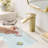 Geometric Brushed Gold Bathroom Mixer - Handle, Modern Basin Valve Ceramic Filler, Contemporary Sink-125172579
