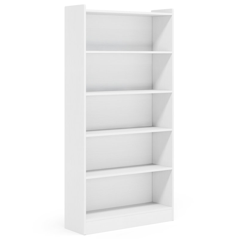 72" H X 35.4"W Tall Bookcase, 6-Tier, White, White