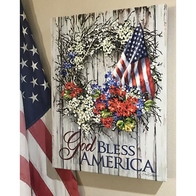 Art mural sur toile Patriotic Wreath, H 24 po x l 18 po x p 1 po