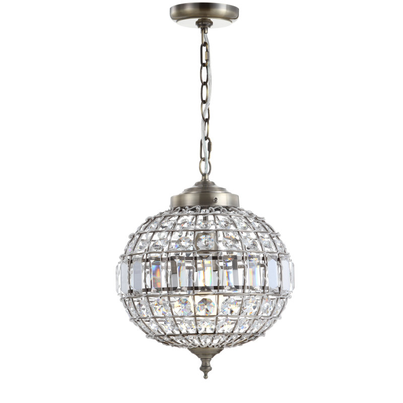 Tatianna 1 - Light Antique Brass/Clear Pendant, 15" H x 12" W x 12" D
