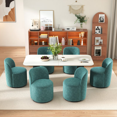 Ensemble de table de salle à manger moderne 71 po ovale avec chaises pivotantes 4/6, pieds ondulés et rotation à 360 ° pour la cuisine et la salle à manger