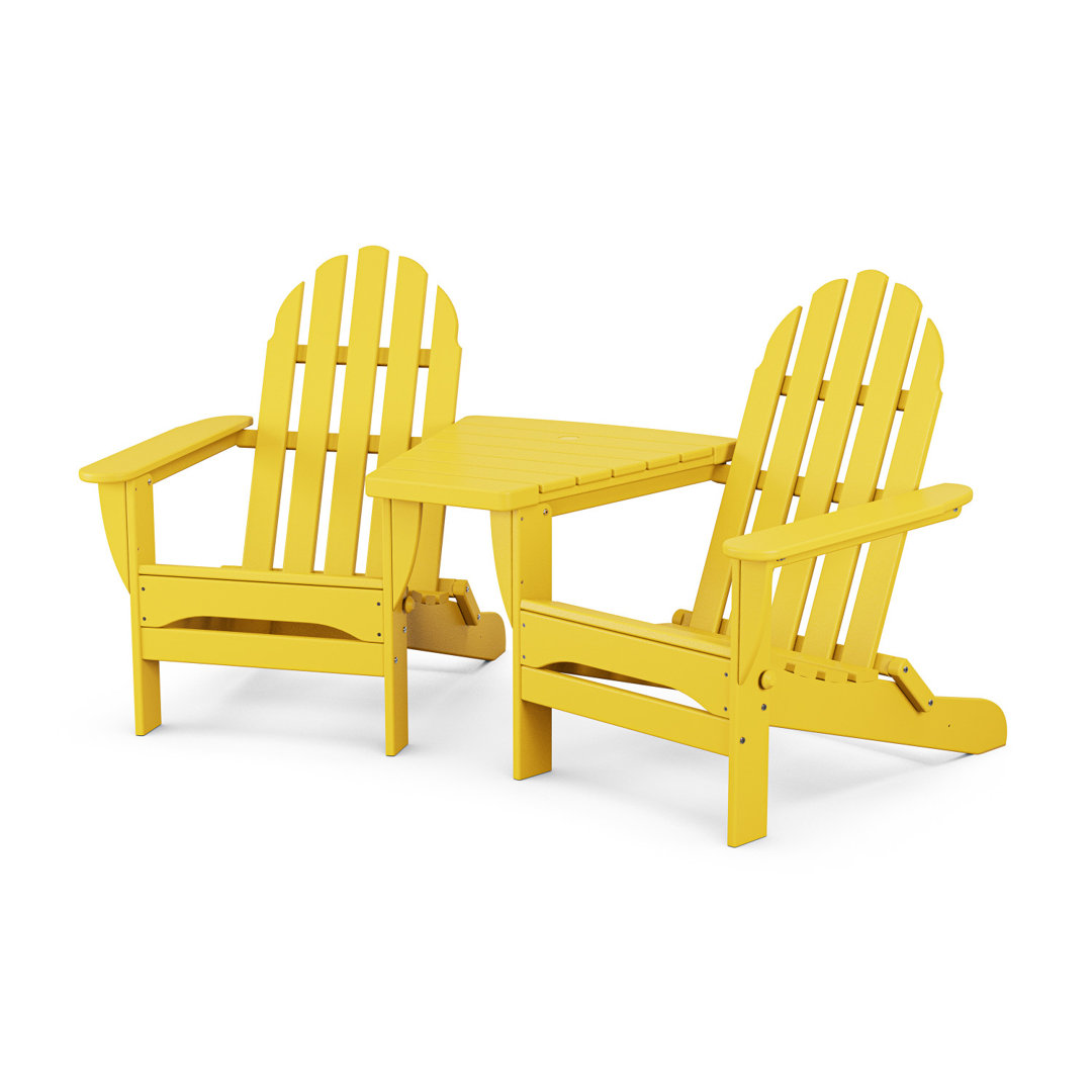 POLYWOOD Classic Folding Adirondacks with Angled Connecting Table (Set of 2) POLYWOOD® 