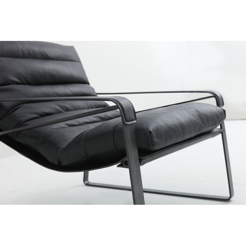 Méridienne Salgado, Cuir véritable noir onyx