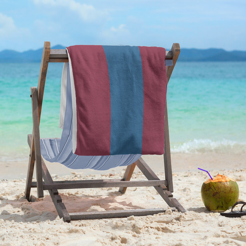 Columbus Lightweight Beach Towel, Microfiber, Burgundy/Blue/Burgundy