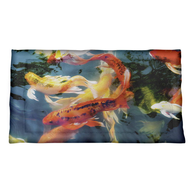Taie décorative Justin Duane Koi Pond, Microfibre, Simple