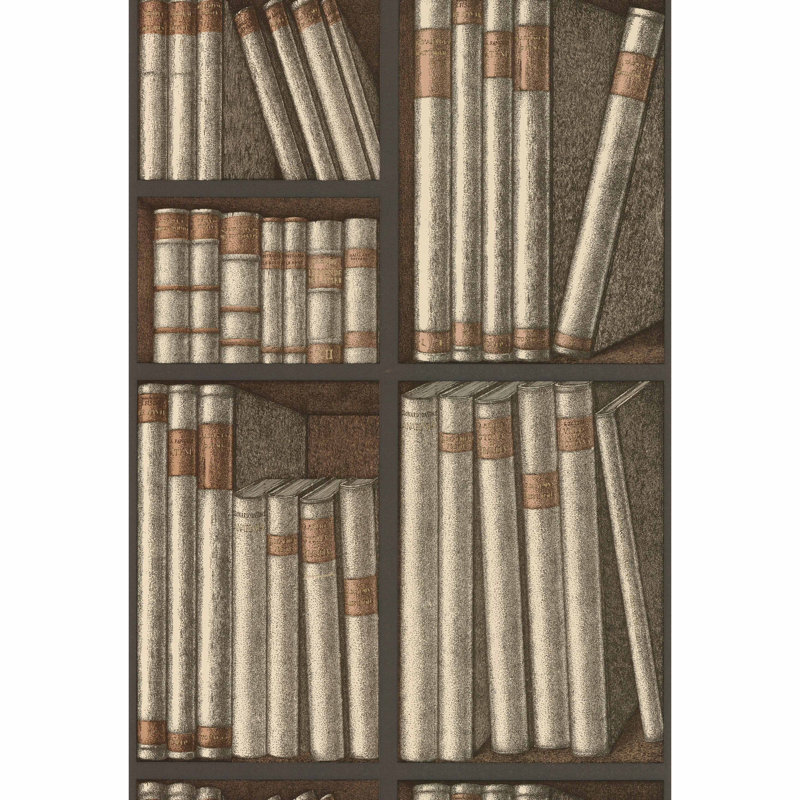 Ex Libris Wallpaper Roll, Oat/Charcoal
