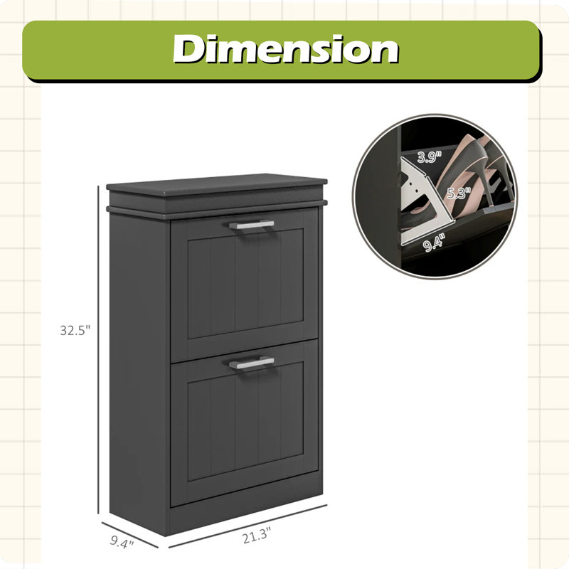 Rangement de style nordique, armoire de rangement pour chaussures mince, Noir