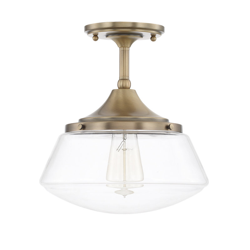 Baxter Glass Semi Flush Mount, Clear, Burnished Bronze