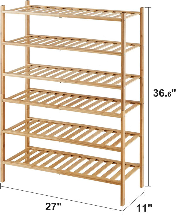 36.6 in. H 16-Pair 5-Tier Black Metal Shoe Rack