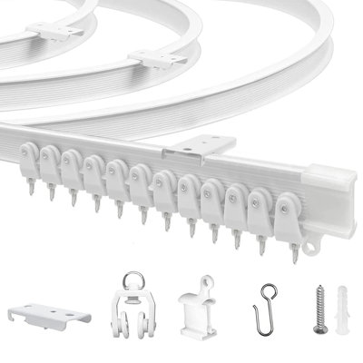 Tringle à rideau courbée flexible pliable 16,4 pi (5 m), PVC blanc mat, pour la maison, le bureau, le véhicule récréatif, la salle de bain