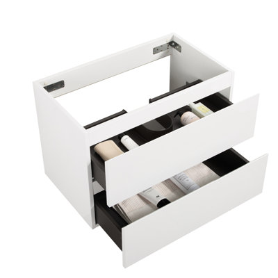 Armoire murale sans lavabo - blanc 30 W 201, 20% plus d'espace de rangement, tiroirs silencieux, conception gracieuse sans salle de bain 30 W-201, blanc, grand espace, tiroir, élégant