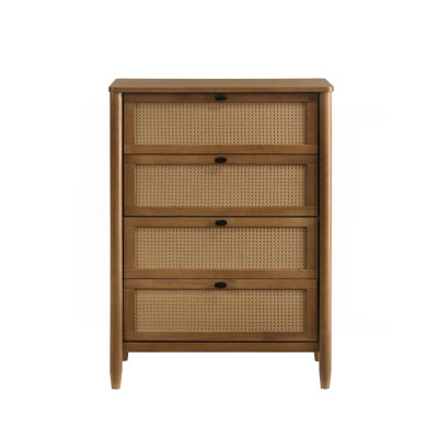 Vichy Wood And Rattan 4-Drawer Chest