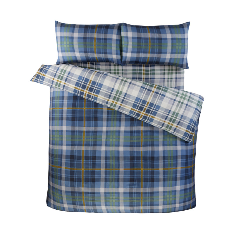 Regalia MF Complete Set Double Red, King Duvet Cover Set + 3 Additional Pieces, Blue Argyle