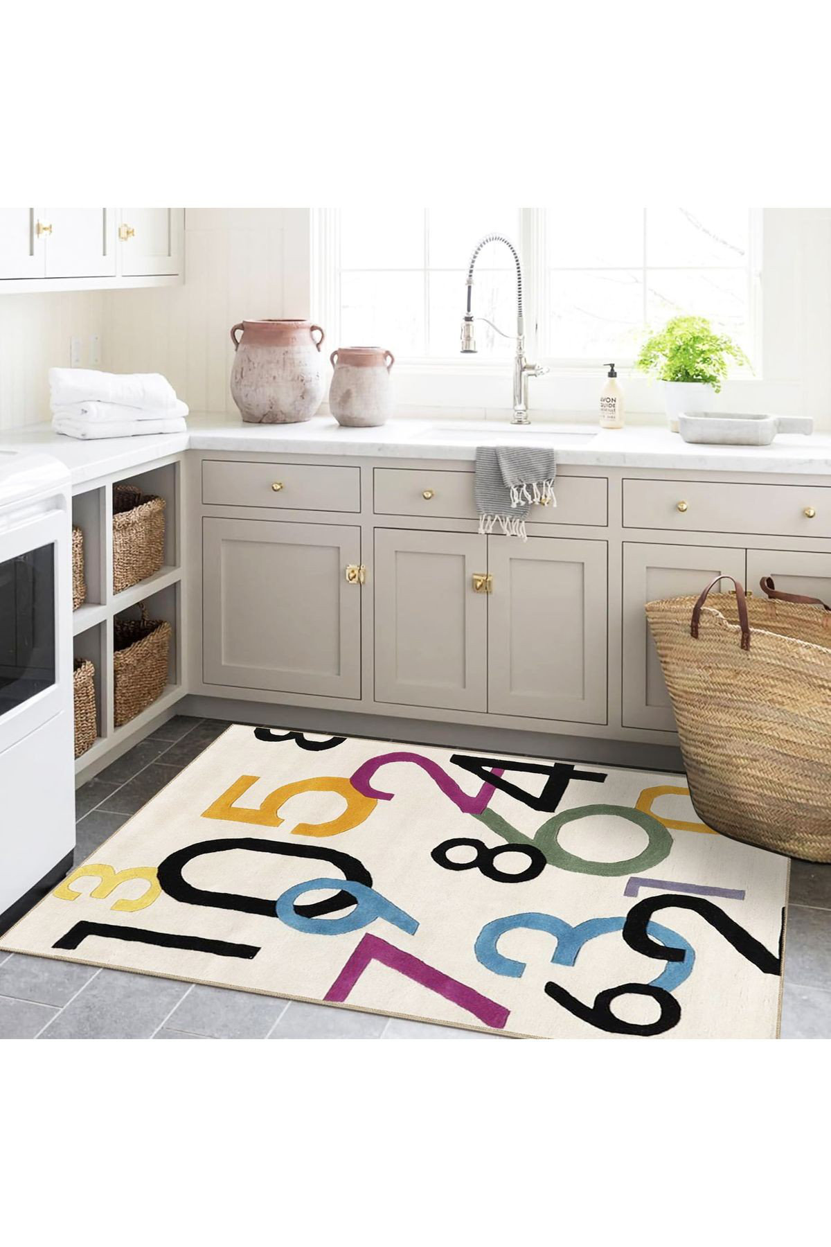 Hokku Designs Numbers Detail Patterned Woven Base Modern Decorative ...