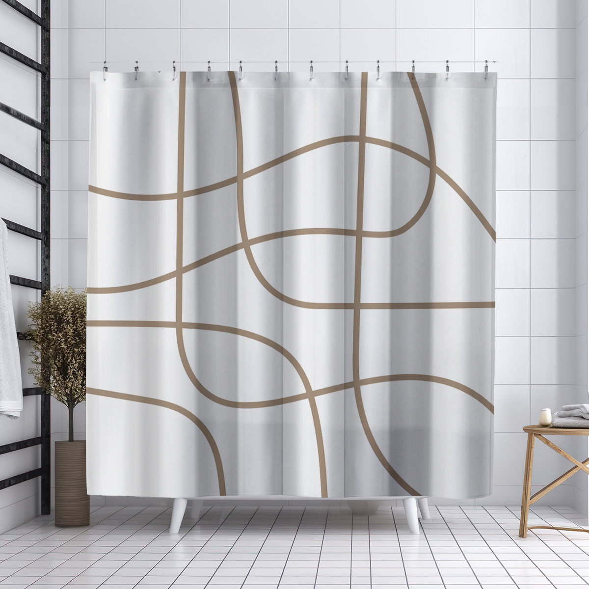 Coco Polyester Shower Curtain, Beige