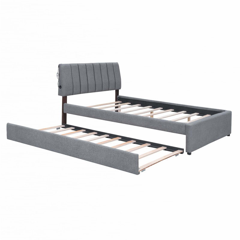 Lit plateforme Teddy, gris, Double