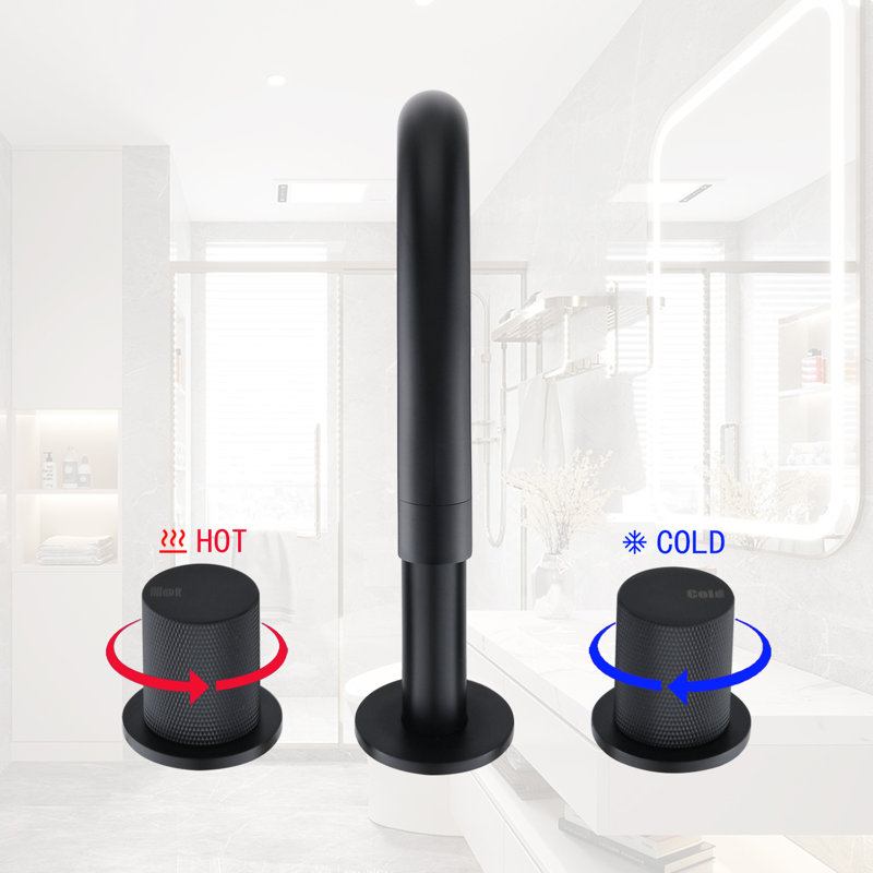 Robinet de salle de bain à large entraxe, Noir mat