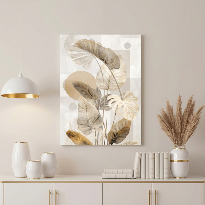 «Gallery Wrap», art mural sur toile pour le salon, la chambre à coucher, le bureau ou le vestibule - décoration murale décorative avec motif de feuilles