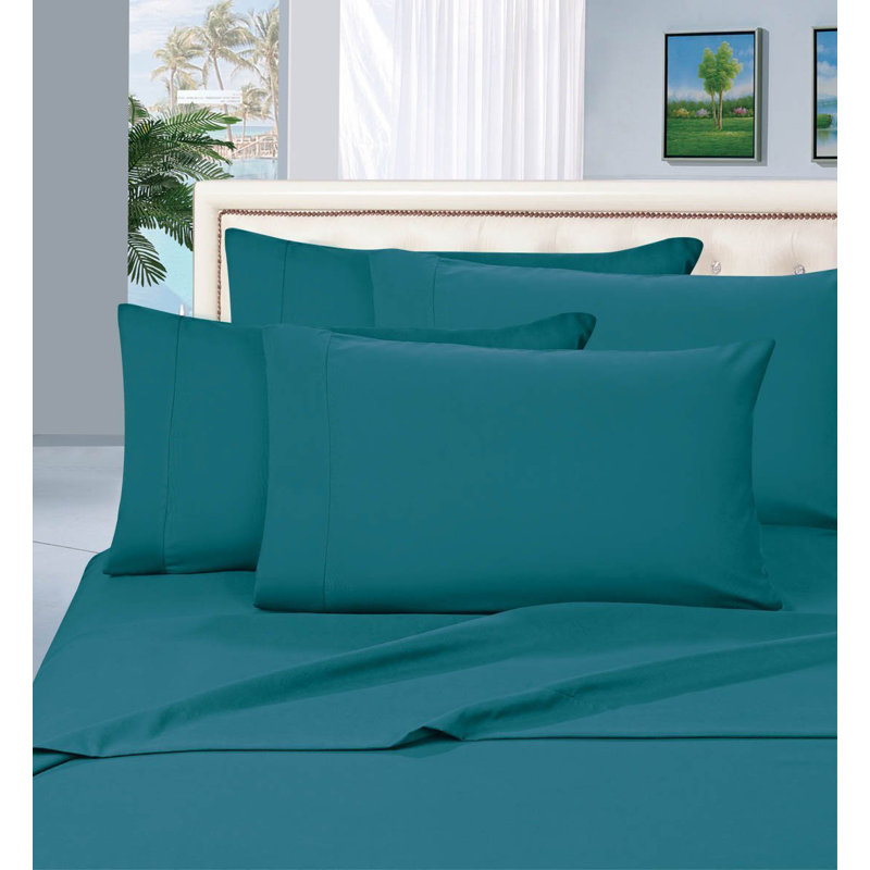 Ensemble de draps en polyester 1500 fils, Ensemble de draps pour très grand lit, Turquoise