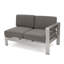 Ensemble modulaire d'extérieur en aluminium pour 4 personnes avec tissu imperméable de couleur kaki et gris argenté