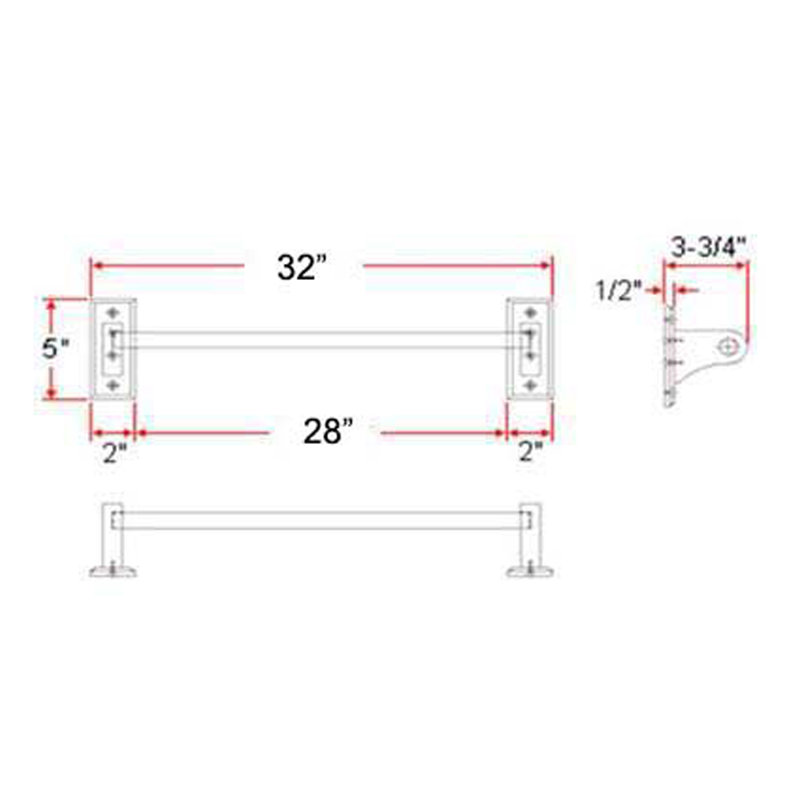 Dalton. Barre à serviettes en chêne miel, H 5 po x l 32 po x P 3,75 po