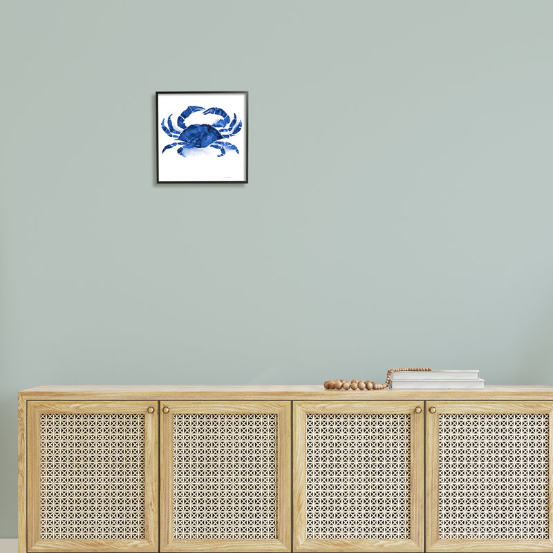 Crabe détaillé bleu faunique, Giclée encadrée noir minuit, H 12 po x l 12 po x P 1,5 po