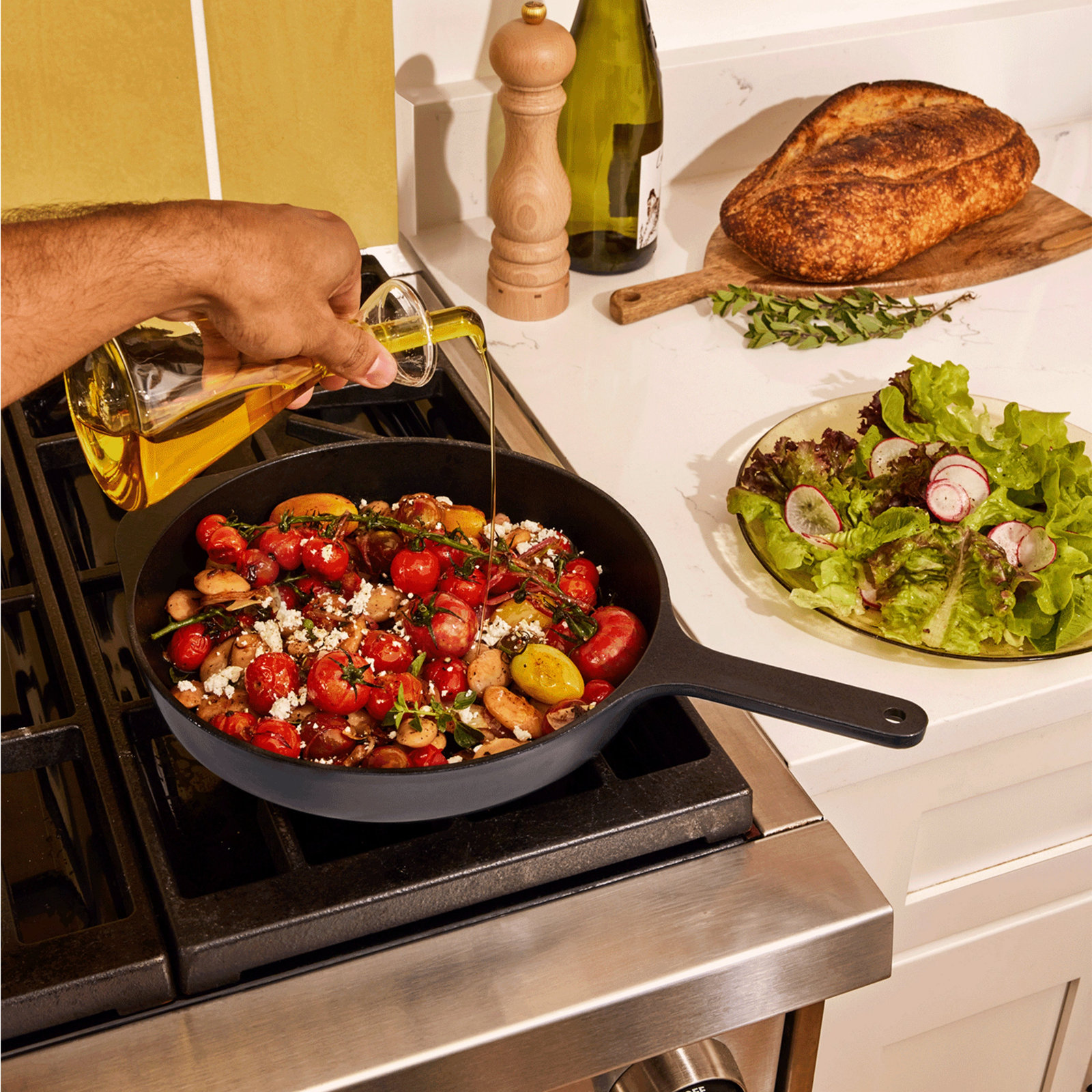 Caraway 10.5" Enameled Cast Iron Skillet, Charcoal