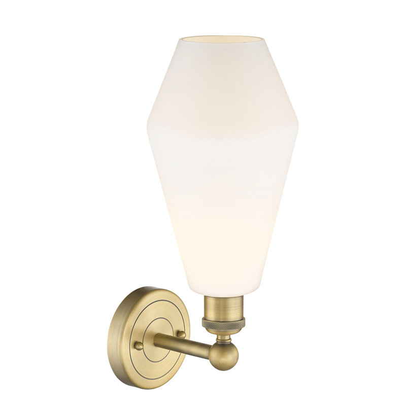 Amylea Armed Sconce, Cased Matte White, Brushed Brass