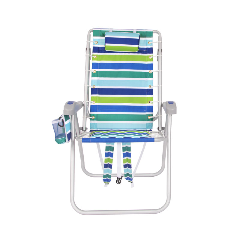 Ultimate Heavy Duty High Seat Aluminum Folding Backpack Beach Chair for Adults | Lay Flat, 5 Reclining Positions | Removable Insulated Cooler Pouch | 300 lbs Weight Capacity