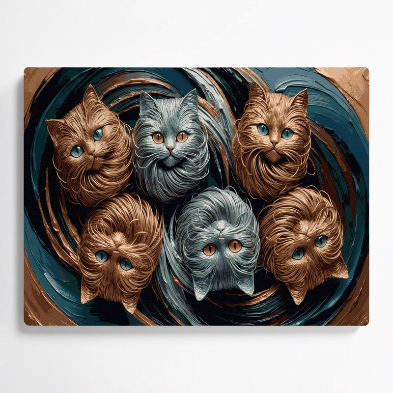 Cats American Wirehair Grey Metal Wall Art, 144" H x 216" W x 0.05" D