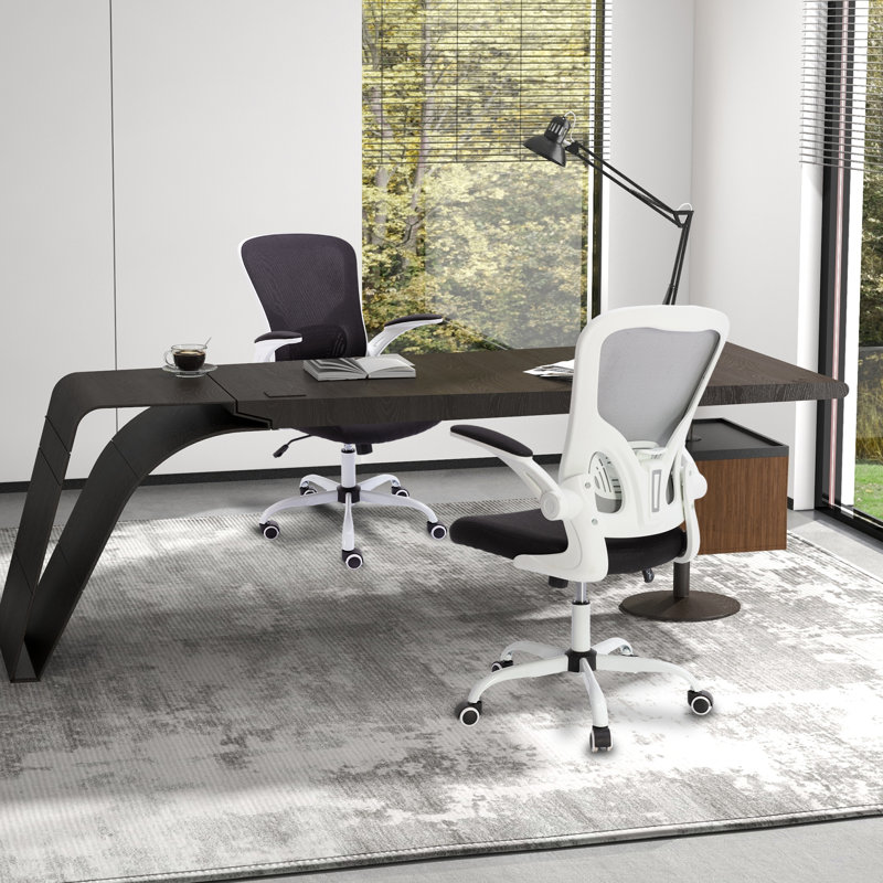 52 cm Wide Ergonomic Mesh Task Swivel Office Chair With Adjustable Support and Padded Armrests, Black