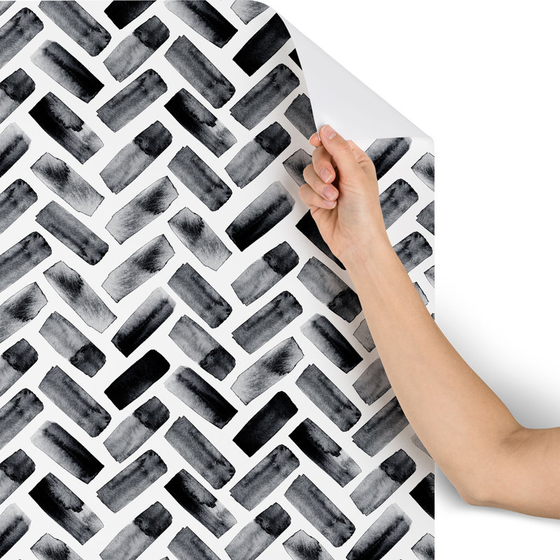Little Arrow Design Co Arcadia Herringbone Peel and Stick Wallpaper Panel, 24" W x 48" L