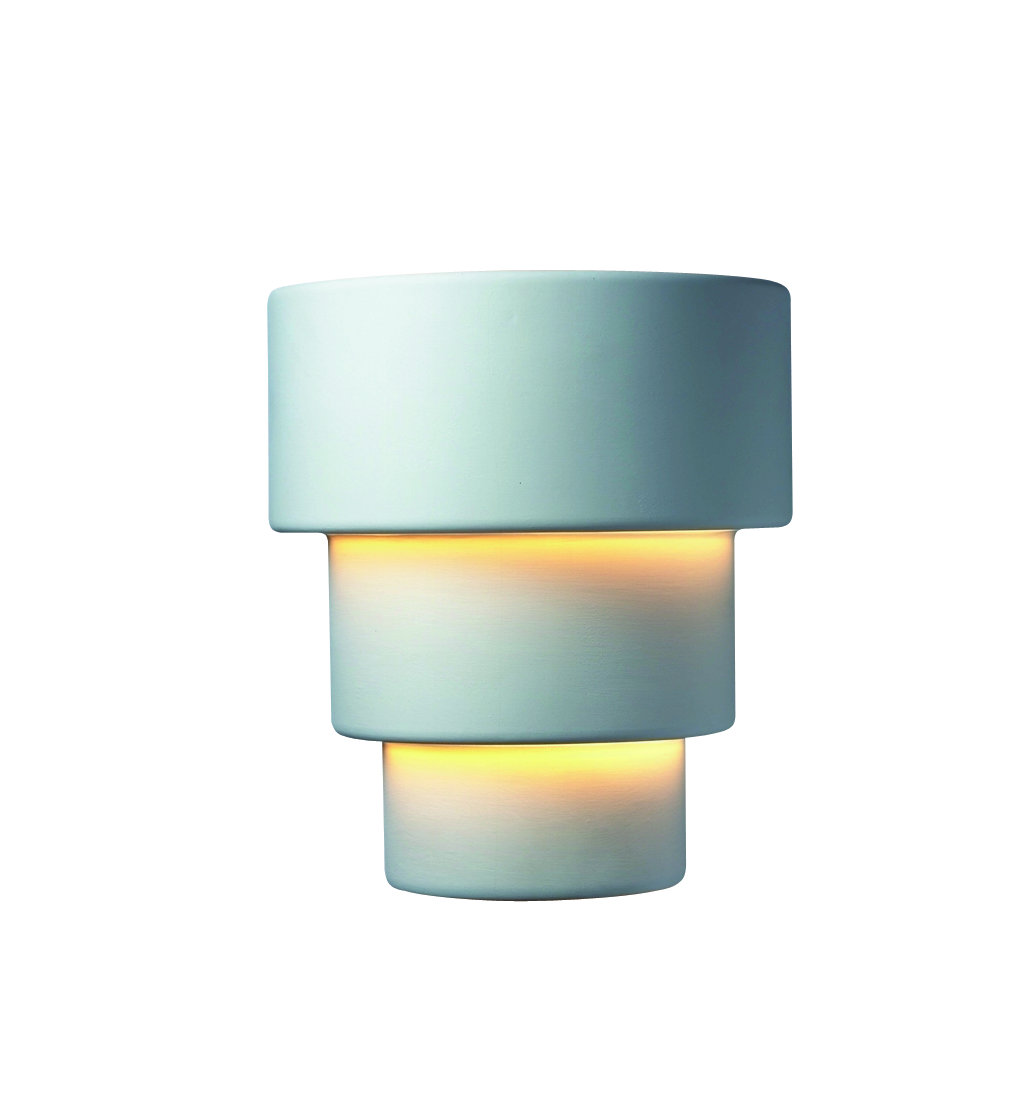 Alvera Ceramic Dimmable Flush Mounted Sconce, 14.25" H x 12.75" W x 6.25" D, Pewter Green, Incandescent (Not Included)