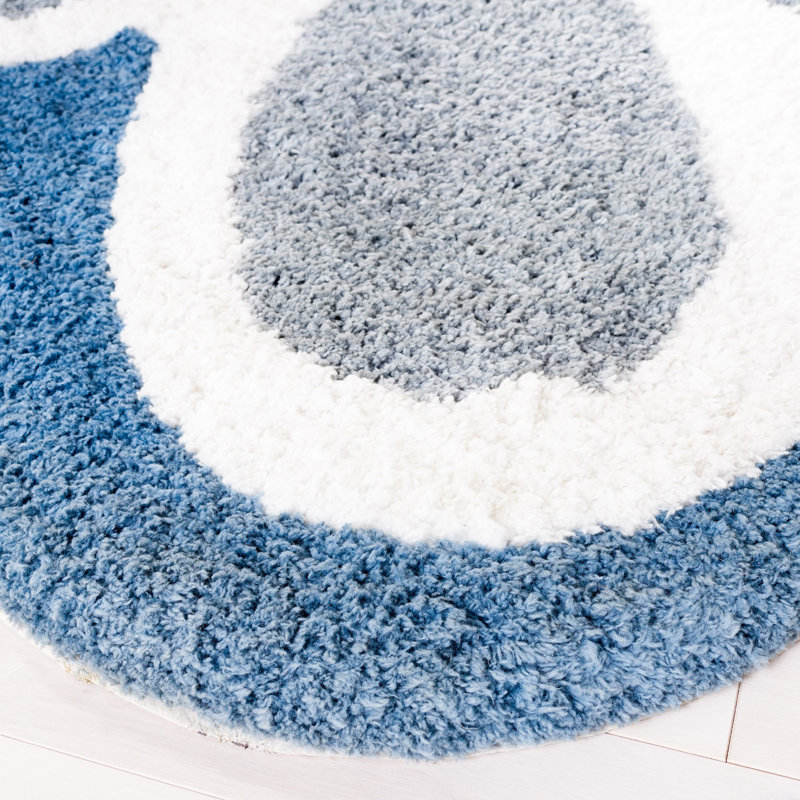 Tapis ivoire / bleu Novelty 902, Rond 6 pi