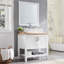 Meuble-lavabo 32 po avec lavabo, meuble-lavabo simple avec portes et tablette ouverte, petit meuble-lavabo en bois massif avec ensemble lavabo et miroir