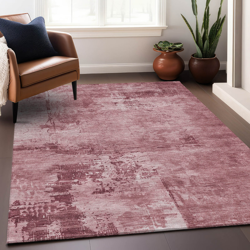 Cassiva Pink Washable Indoor-Outdoor Rug - , 9' x 12'