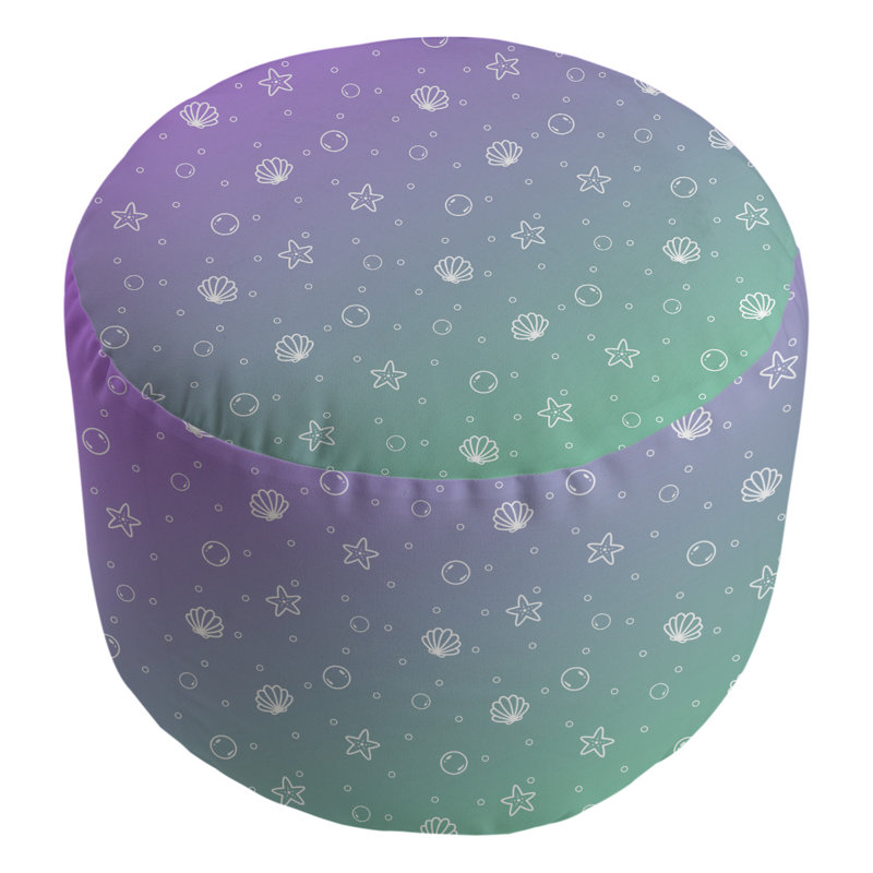 Avicia Upholstered Pouf, Green/Purple