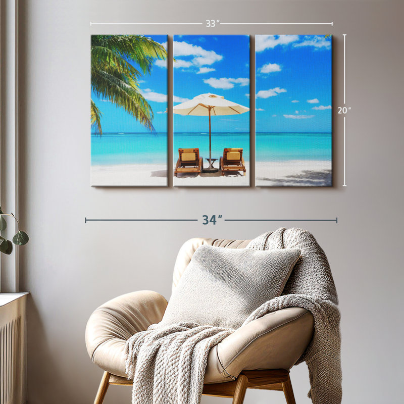 «Beach Deckchairs», 3 pièces, H 20 po x l 33 po