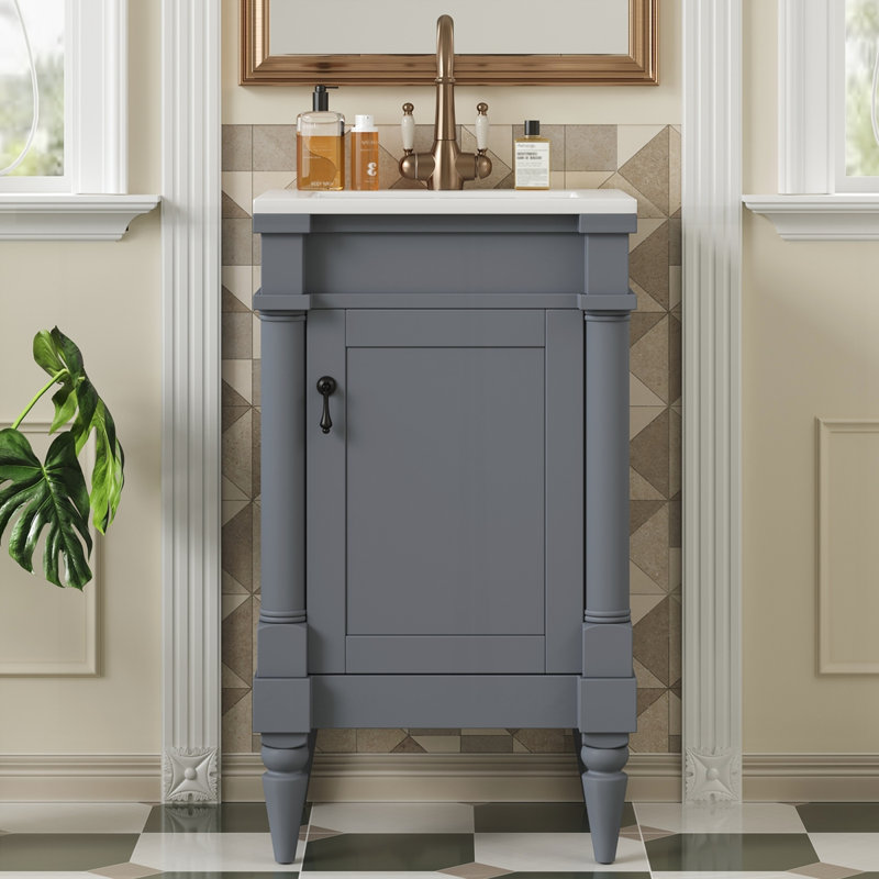 Meuble-lavabo moderne de 18 pouces avec lavabo, Gris
