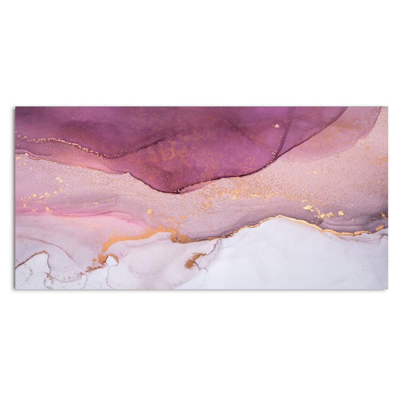 Rose et ondulations de marbre doré - impression sur toile, H 8 po x l 12 po x P 1 po, Toile tendue