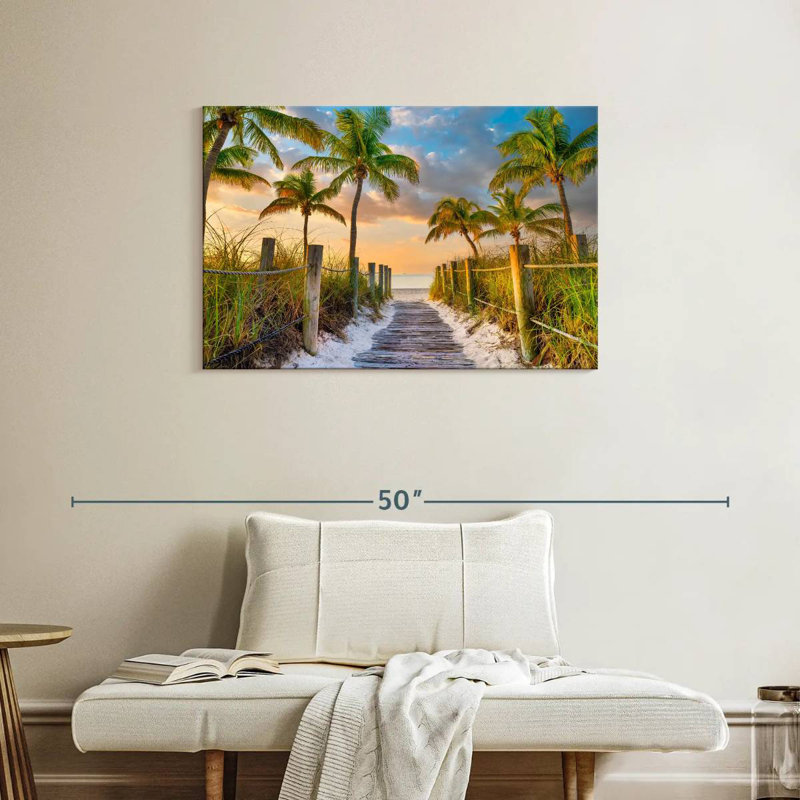 Ravi, plage tropicale, lever de soleil, Key West, Floride, H 24 po x l 36 po