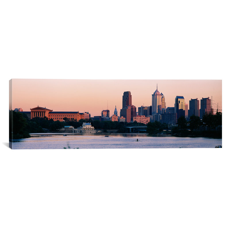 « immeubles on the waterfront philadelphia, pennsylvanie », reproduction de photo sur toile, H 24 po x l 72 po x P 1,5 po