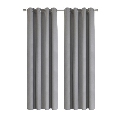 Duo Reversible 100% Blackout Grommet Curtain Panel 52 x 63 in Grey to Taupe