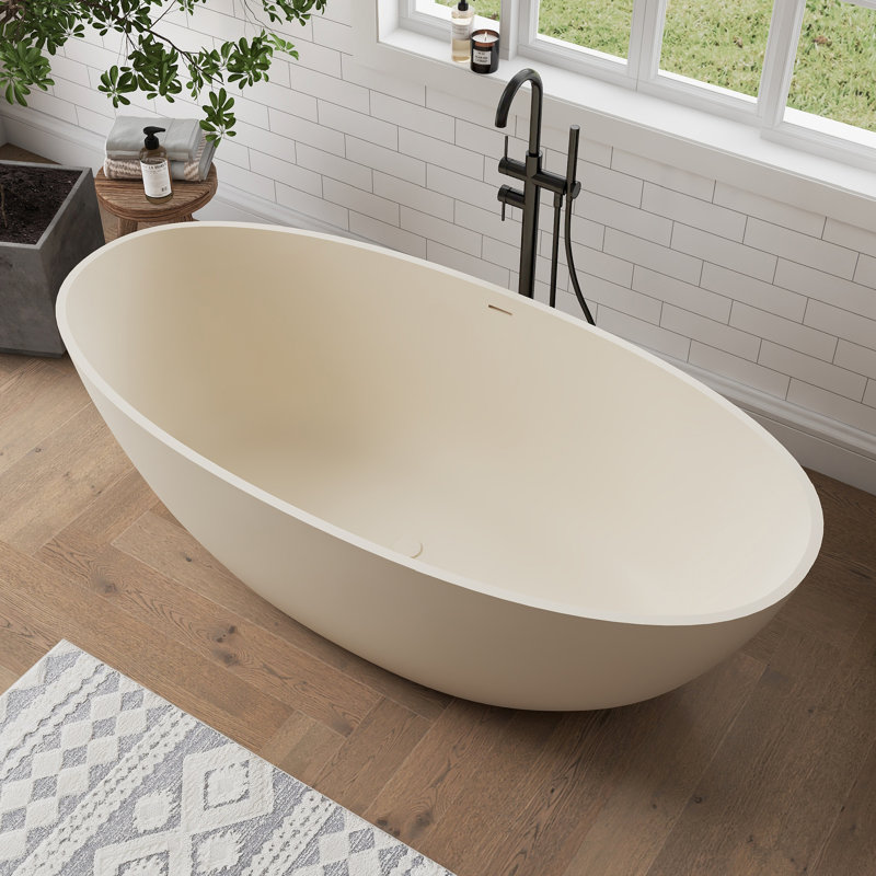 Baignoire de trempage autoportante en résine à surface solide 65 po Forma, Crème